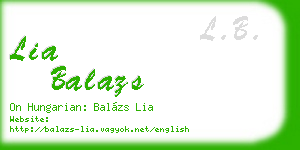 lia balazs business card