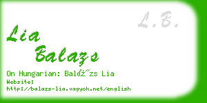 lia balazs business card